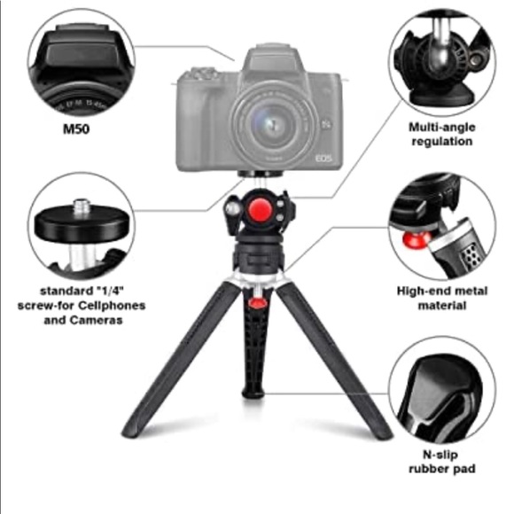 Camera Mini Tripod, Etour Lightweight Vlog Tripod Holder, Adjustable - Picture 2 of 2